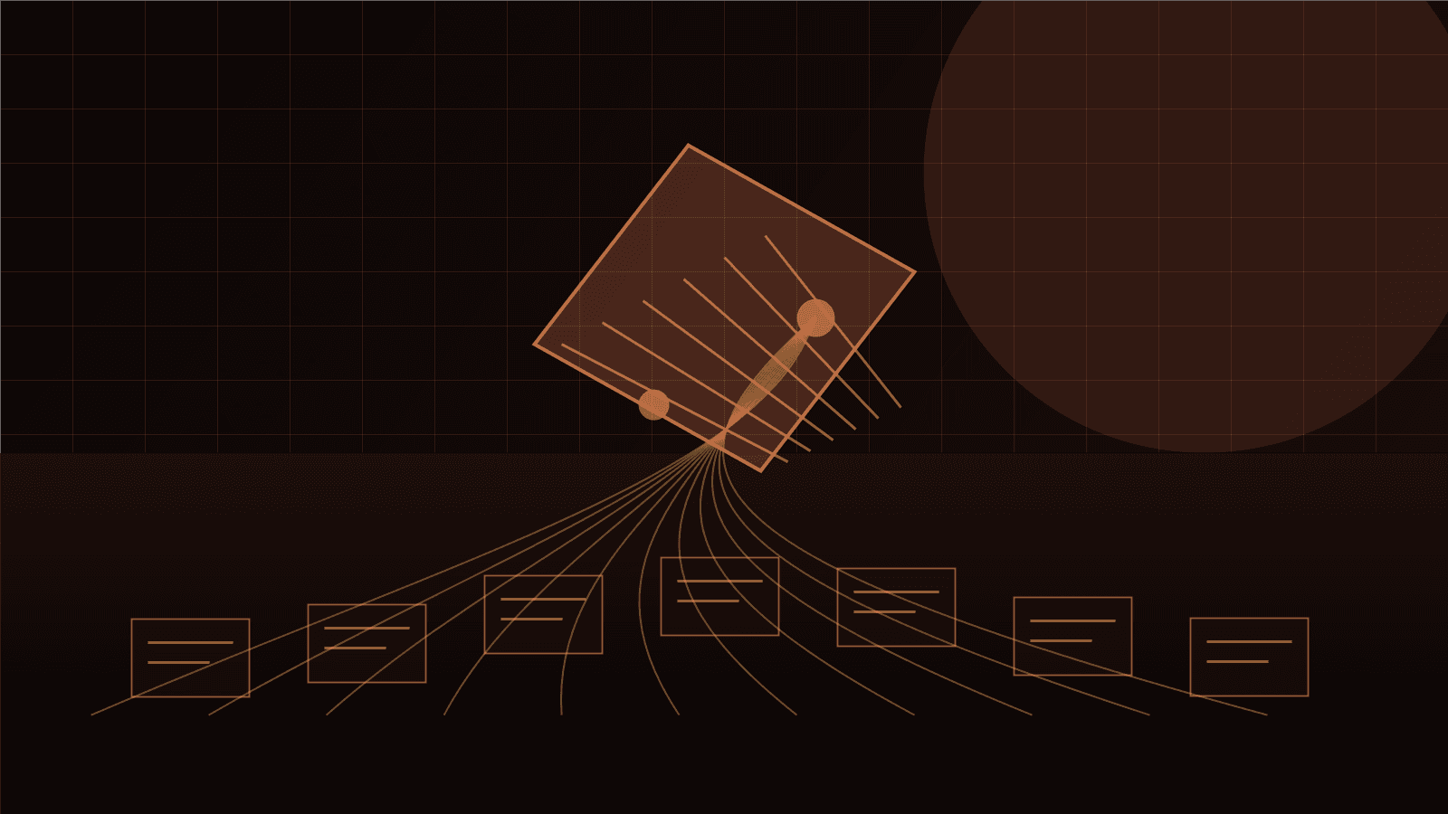 Abstract editorial cover showing Claude Opus 4.7 handoff evidence flowing through review cards